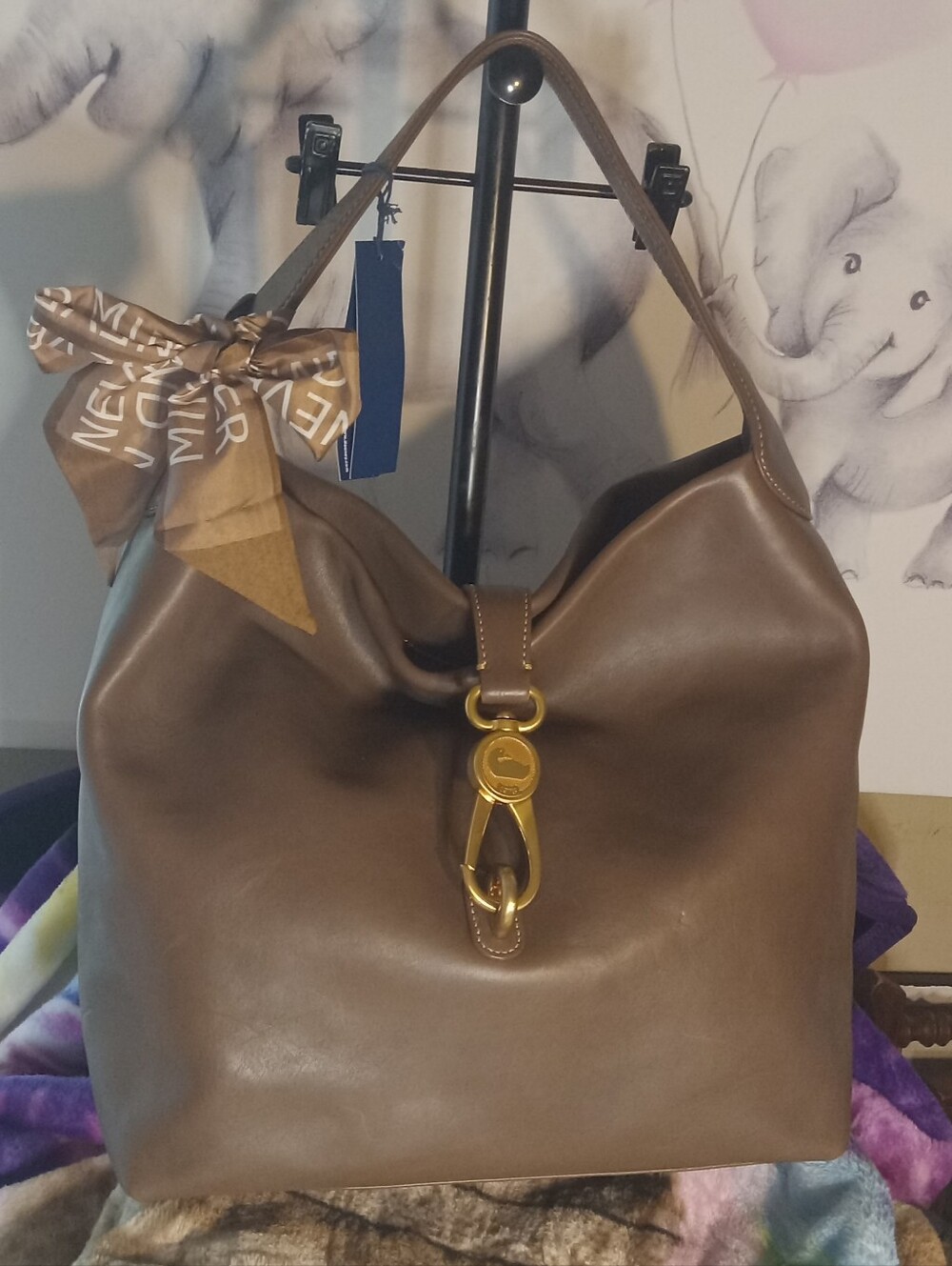 Dooney & Bourke Florentine Leather Logo Lock Hobo Shoulder Bag NWT